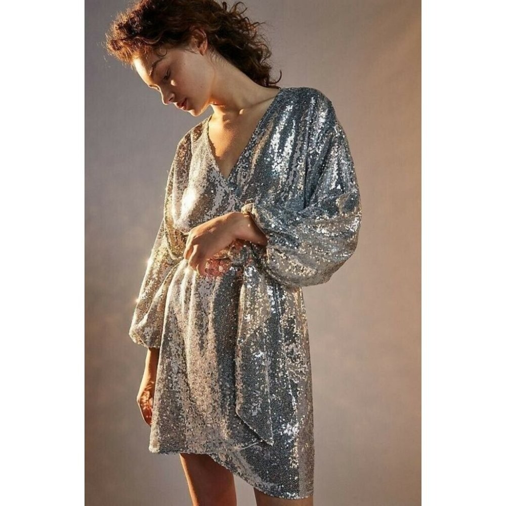 ANTHROPOLOGIE New S Lisabette Sequined Mini Dress Party Prom